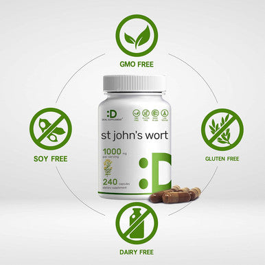 Deal Supplement St. John's Wort Extract 1000mg - 240 Capsules Retains 3000mcg Active Hypericins | Premium North American Source