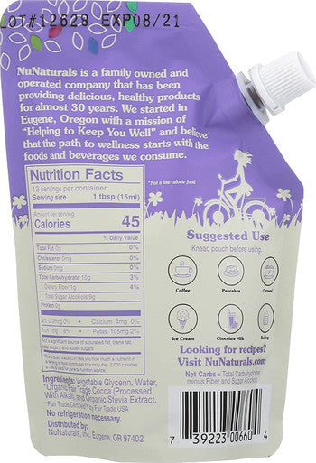 Nunaturals NuStevia Pourable Chocolate Syrup Pouch 6.6 FZ