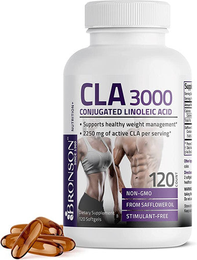 BRONSON CLA 3000 Conjugated Linoleic Acid Extra High Potency - 3,000 mg - 120 Softgels