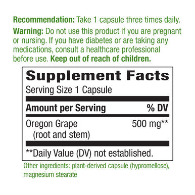 Nature's Way Oregon Grape Root 500 mg, 90 VCaps
