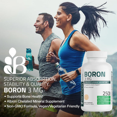 Bronson Boron 3 Mg Chelated Superior Absorption Supports Bone Health Trace Mineral, Non-Gmo, 250 Vegetarian Tablets
