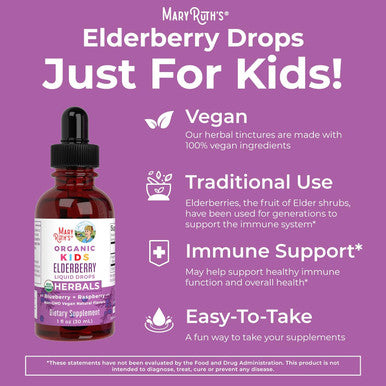 Maryruth Organics Cocomelon Kids Elderberry Syrup USDA Organic Elderberry Sugar Kids Immune Support Supplement for Ages 4-13 Years Clean Label Project Verified Vegan Gluten 1 Fl Oz