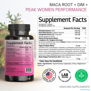 Vinatura Maca Root + Dim Capsules For Women Supplement 60