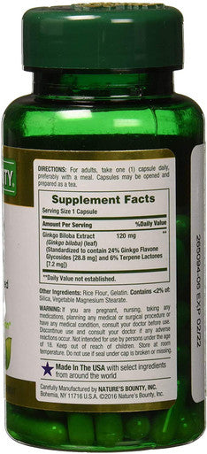 Nature's Bounty Ginkgo Biloba 120 Mg 100 Ea (Pack Of 3)