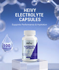 Heivy Electrolyte Capsules High Sodium Salt Tablets (500Mg Sodium &100Mg Potassium) Salt Pills For Pots Running Keto Electrolytes For Hydration Supplement - 100 Count (Size 0) - Made In Usa