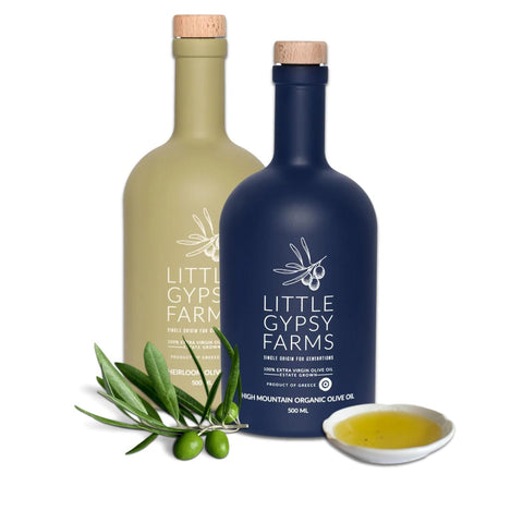 High Mountain Organic EVOO from Little Gypsy Farms | Extra Virgin Olive Oil from a Single Estate in Greece | First Cold-Pressed | High Polyphenols & Amino Acids | Non-GMO | 350ml