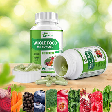 Mens Multivitamins 50 Plus, Whole Food Multivitamin Organic Natural Foods Mens Vitamins Multivitamin Men 50+ For Brain, Heart And Eye Health, Improve Digestion & Prostate Health, 60 Capsules