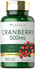 Carlyle Cranberry Pills | 500Mg | 100 Caplets | Vegetarian, Non-Gmo, Gluten Free Supplement