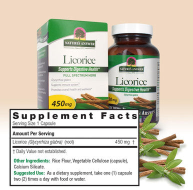 Nature'S Answer Licorice Root 90 Capsules - Licorice Root Extract for Digestive Immune and Respiratory Support - Vegetarian Vegan Gluten Kosher Licorice Root Capsules - Supports Skin