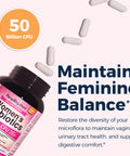 NewRhythm Women's Probiotics Organic Cranberry for Women's Vaginal Health 50 Billion CFU 18 Strains Probiotics and Prebiotics Support Digestive Health 60 Vegan Capsules