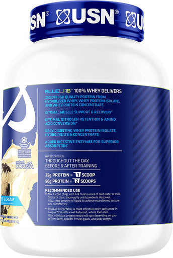 USN Supplements BlueLab 100% Whey Protein Powder, Keto Friendly, Low Carb and Low Calorie, Cookies & Cream, 4.5 Pound