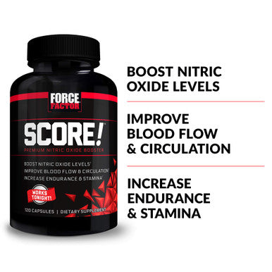 Score! Nitric Oxide Booster Pills for Men with L Citrulline to Improve Flow, Enhance Workout Performance, and Increase Vascularity for Greater Muscle , Force Factor, 360 Capsules (3-Pack)