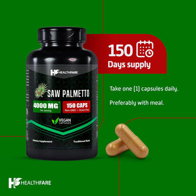 Healthfare Saw Palmetto Extract | 4000Mg | 150 Capsules | Traditional Herb Supplement For Prostate, Hair And Urinary Health