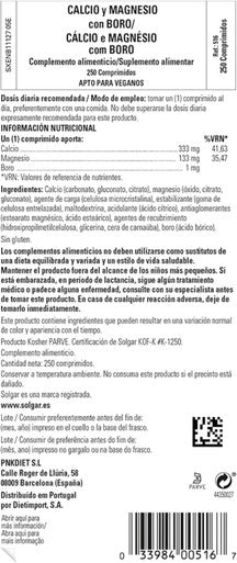 Solgar Calcium Magnesium Plus Boron - 250 Tablets - Non-Gmo, Vegan, Gluten Free, Dairy Free, Kosher - 83 Servings