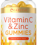 Carlyle Vitamin C And Zinc Gummies | 120 Count | Vegan, Non-Gmo, And Gluten Free Supplement | Natural Lemon Flavor