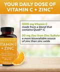 Vitamin C with Zinc (250 Veggie Capsules) - Vitamin C 1000mg and Zinc 20mg with Citrus Bioflavonoids and Rose Hips, Immune Support Supplement and Powerful Antioxidant