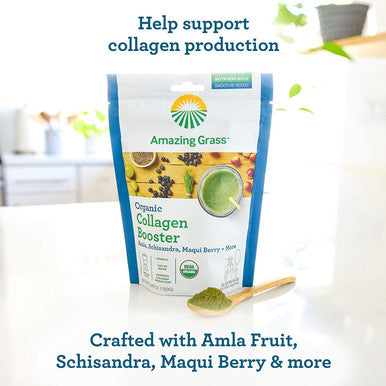 Amazing Grass Glow Collagen Booster Bundle - Vegan Protein Powder Vanilla Honeysuckle & Organic Collagen Booster