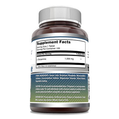 Amazing Formulas L Glutamine 1000Mg 120 Tablets | Amino Acid Supplement For Men & Women | Non-Gmo | Gluten Free | Made In Usa