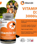 5StarLife Vitamin D3 3000iu, 120 Softgel Capsules, Daily VIT D3, 4 Months Supply