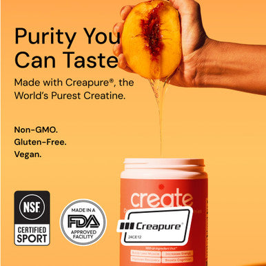 Create Creatine Monohydrate Gummies for Men & Women | 1.5g Creatine per Gummy for Muscle Strength Endurance Recovery & Focus | Vegan Non-GMO Gluten-Free | Premium Sour Peach Flavor | 90 Count