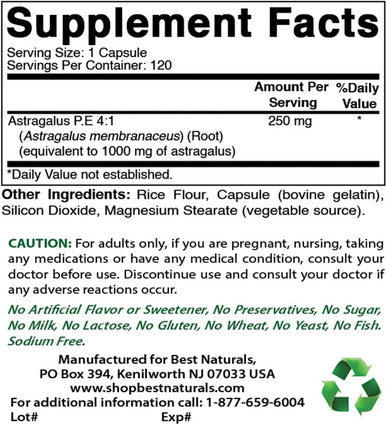 Best Naturals Astragalus Extract 1000 Mg Capsules (120 Count (Pack of 3))