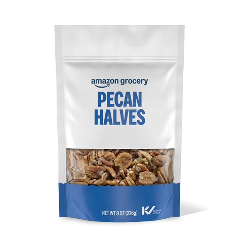 Brand Happy Belly Pecan Halves No Added Salt 8 ounce (Pack of 1)