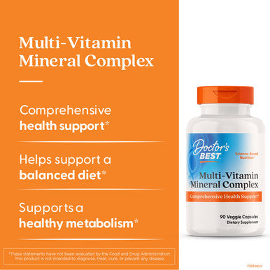 Doctors Best Multi-Vitamin Mineral Complex Comprehensive Health Support Non-GMO Gluten Free Vegan 90 Veggie Capsules