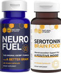 Natural Stacks Supplements Bundle - NeuroFuel Brain Supplement (45ct) and Serotonin Brain Food (60ct) - Improved Focus, Memory and Motivation, Better Mood and Relaxation