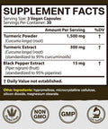 Vitacook Turmeric Curcumin 1800Mg, 95% Curcuminoids For Potency, Superior Absorption With Black Pepper Extract, Raw Whole Root, Vegan Joint & Muscle Support, Non-Gmo, 90 Veggie Caps
