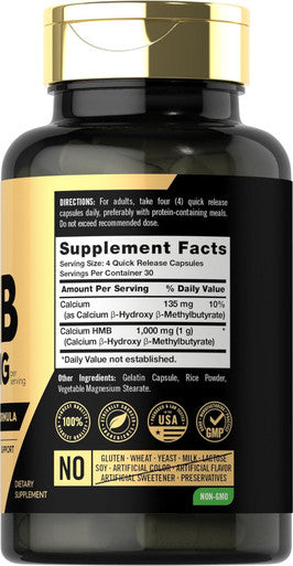 Carlyle HMB Supplement | 1000 mg | 120 Capsules | Non-GMO and Gluten Advanced Athlete Formula