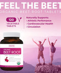 USDA Organic Beet Root Powder 120 Tablets 1350mg Beets Per Serving with Black Pepper for Extra Absorption Nitrate Supplement for Circulation Heart Health Super Athletic Performance No Capsules