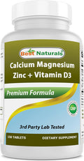 Best Naturals Calcium Magnesium Zinc with Vitamin D3 150 Tablets - Calcium 1000 mg Magnesium 400 mg Zinc 25 mg & D3 600 IU per Serving (3 Tablets)