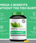 Zenwise Vegan Omega3 Plant Based Fish Oil Alternative Marine Algal Source for EPA and DHA Fatty Acids Burpless Supplement for Brain Health Joint Support Immune System Heart Skin 120 ct