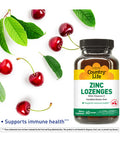 Country Life Zinc Lozenges With Vitamin C Supports Immune Health Cherry Flavor 60 Lozenges Certified Gluten Free Certified Vegan Certified Halal