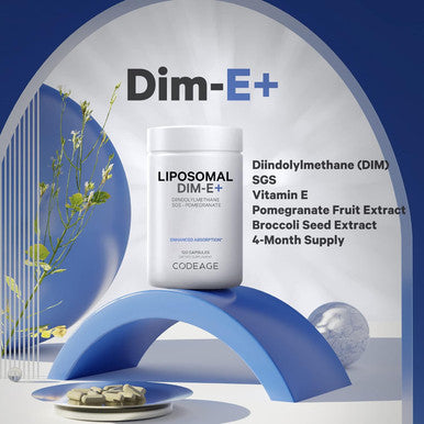 Codeage Liposomal DIM Supplement 4 Months Supply of DIM Vitamins and SGS Pomegranate Broccoli Vitamin E Isomers Tocopherols Alpha Beta Gamma Delta Liposomal Formula Gluten 120 Capsules