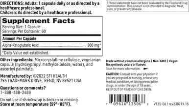 Klaire Labs Alpha-Ketoglutaric Acid - Energy & Metabolism Support - 300Mg Akg In Hypoallergenic, Vegetarian Capsules, Dairy & Gluten- (60 Capsules)