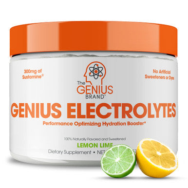 Genius Electrolytes Powder Drink Mix, Lemon Lime, 30 Servings - Hydration Booster & Endurance Supplement with Potassium, Magnesium & Zinc - Free & No Sweeteners or Dyes
