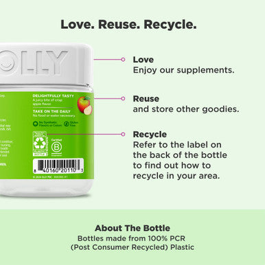 OLLY Metabolism Gummy Rings Apple Cider Vinegar Vitamin B12 Chromium Energy and Digestive Health Chewable Supplement Apple Flavor 30 Count