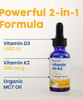 NativePath D3K2 Tincture - 1000IU Vitamin D3 and Vitamin K2 Supplement with Organic MCT Oil - 1 Fluid Ounce - Rapid Bioavailability Multi-Vitamin for Bone Strength and Total Body Wellness 30 Servings