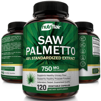 NutriFlair Saw Palmetto Extract 750mg, 120 Capsules - Prostate Supplement & Berry Health Support - Helps Block DHT to Prevent Hair Loss and Helps Reduce Frequent Urination, for Women and Men
