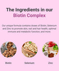 Hey Nutrition Biotin Complex Supplement - Biotin Selenium and Zinc - Supports Hair Nails & Skin - Promotes Immune Health - No Artificial Flavours Non-GMO & Dairy- - 60 Vegan Capsules