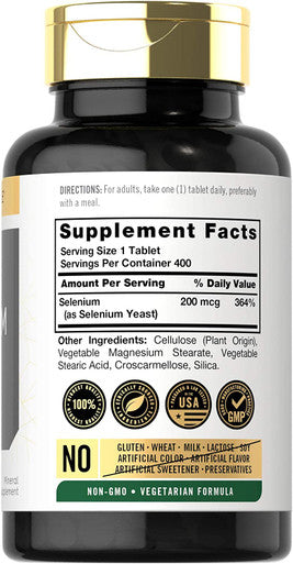 Selenium 200mcg | 400 Tablets | Vegetarian, Non-GMO & Gluten Free Supplement | by Carlyle