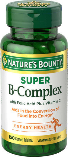 Nature's Bounty Super B-Complex with Folic Acid Plus Vitamin C 150 Coated Tablets