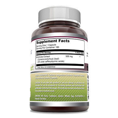 Amazing Formulas Artichoke Extract Supplement | Cynara Scolymus Leaf Capsules| 500 Mg | 180 Capsules | Non-Gmo | Gluten Free | Made In Usa