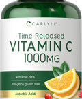 Carlyle Vitamin C 1000mg | Timed Release | 120 Vegetarian Caplets | with Rose HIPS | Non-GMO & Gluten Supplement