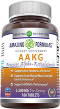Amazing Nutrition Formulas AAKG Arginine Alpha-Ketoglutarate 3500 Mg Per Serving 180 Tablets (Non-GMO) -Supports Synthesis of Proteins -Supports Lean Muscle Mass Strength Gain & Endurance