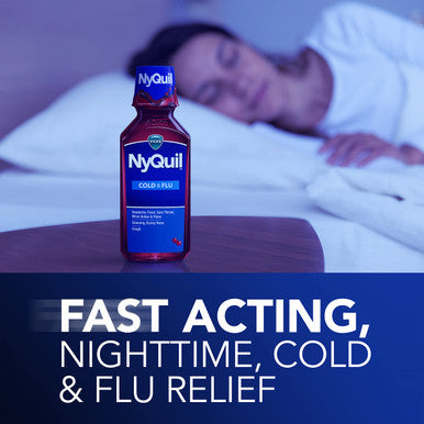 Vicks NyQuil Cough Nighttime Relief, 8 Fl Oz, Cherry Flavor - Relieves Sore Throat, Runny Nose, Cough