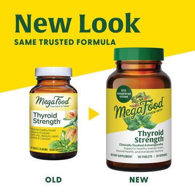 MegaFood Thyroid Strength - Mineral Supplement - Thyroid Support For Women With Ashwagandha Zinc Selenium Copper Iodine & L-Tyrosine & Herb Blend - Vegetarian - 90 Tabs (45 Servings)