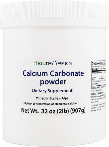 Heiltropfen Calcium Carbonate Powder | 2 Pound - 907 g | Dietary Supplement | Highest Purity Limestone | CaCO3 |