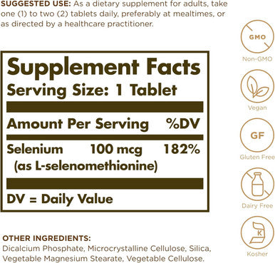 Solgar Yeast-Free Selenium 100 mcg - 100 Tablets